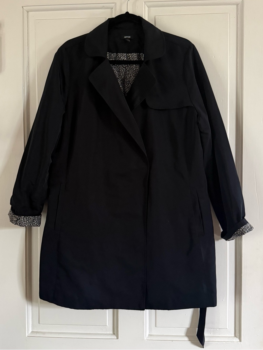 Apt. 9 Black Trench Coat with Patterned Lining